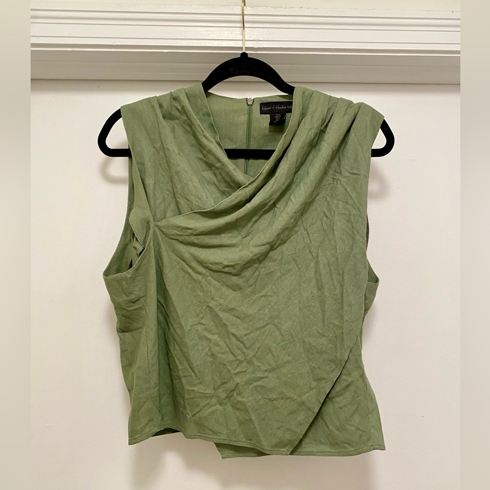 House of Harlow 1960 Draped Sleeveless Top in Sage Green